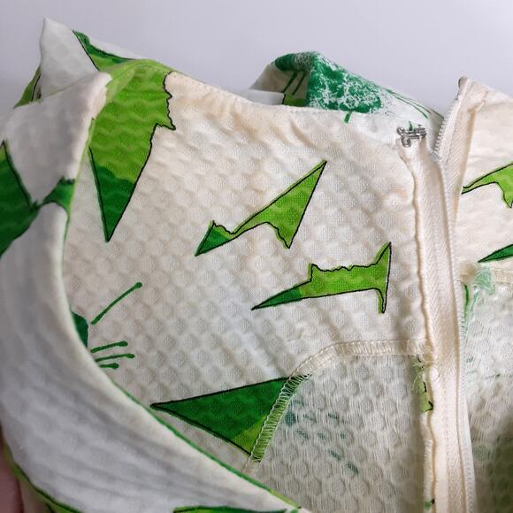 Vintage 1960s Kahala Hawaii Mod Floral Wide Leg Jumpsuit Lime Green Psychedelic - Picture 16 of 16